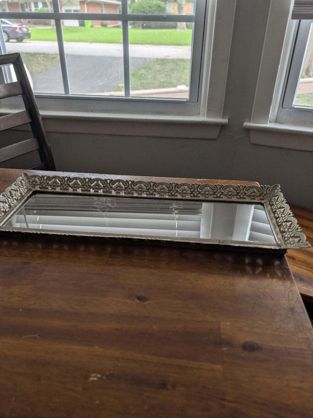 Vintage Gold Filigree  Mirror Or Vanity Tray Or Wall Hanging Mirror MCM